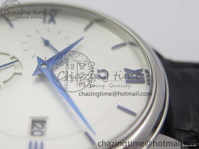 0316 MultiPurpose De Ville Prestige Real PR SS ZF 1:1 Best Edition White Dial Blue Markers on Black Leather Strap MIYOTA 7941